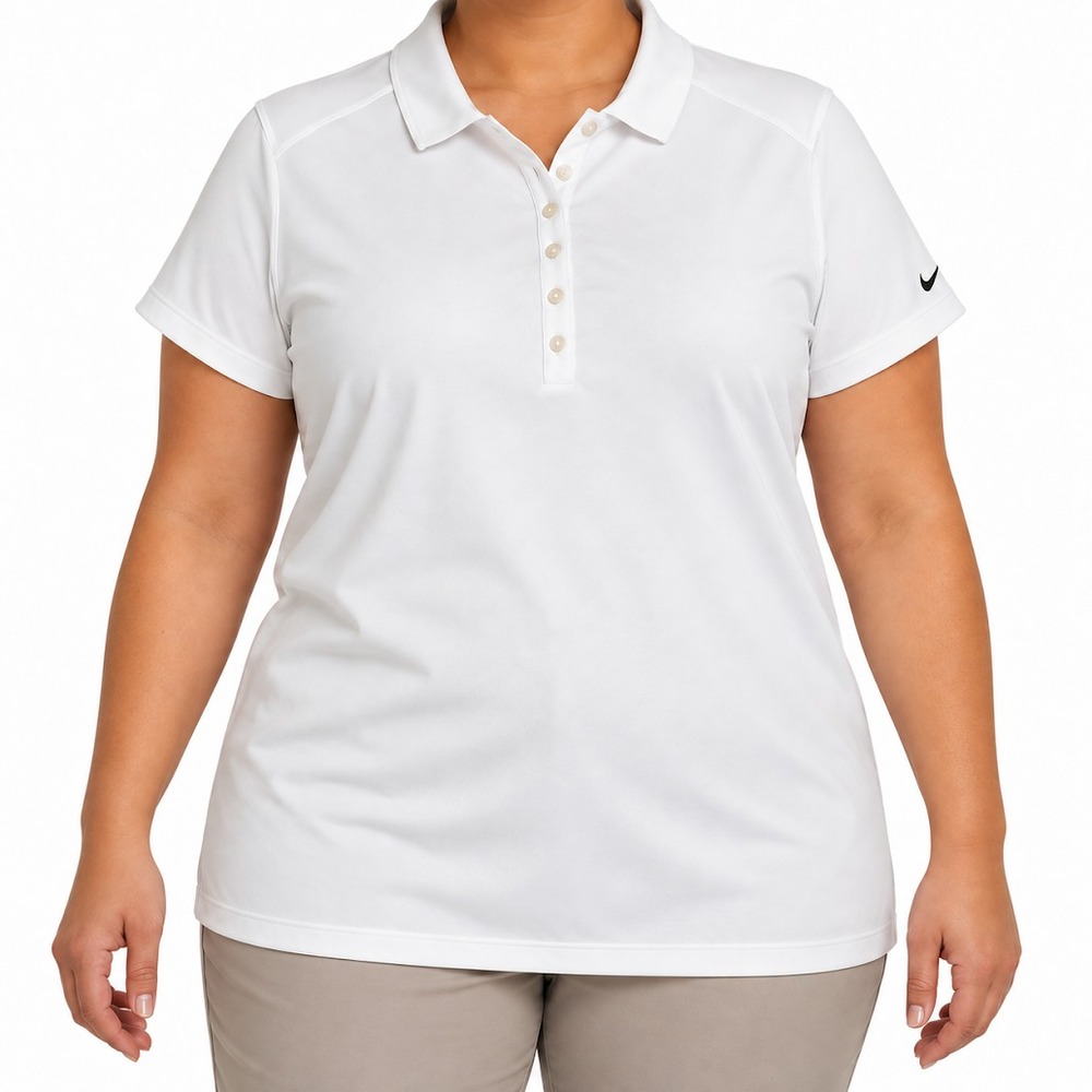 Nike Golf Polo Shirt Women XL White Dri Fit Tour Performance Short Sleeve Casual